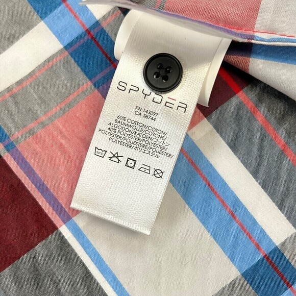NWT Spyder Men's Crucial Short Sleeve Button Down Shirt Red Plaid Medium - Picture 11 of 14
